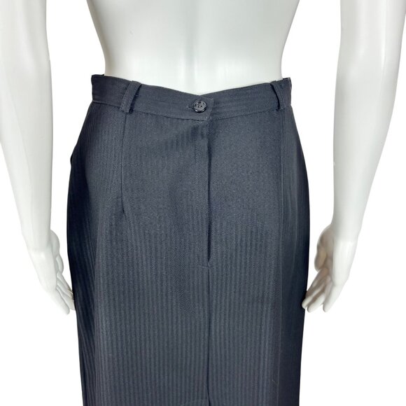Vintage 70s Black Skirt Women's Small Striped Retro 50s Style High Waisted Hip - Picture 8 of 8